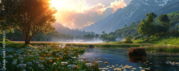 Obraz sunset in the mountains