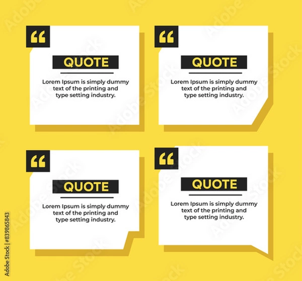 Obraz Simple flat quote box frame design with quote marks vector template