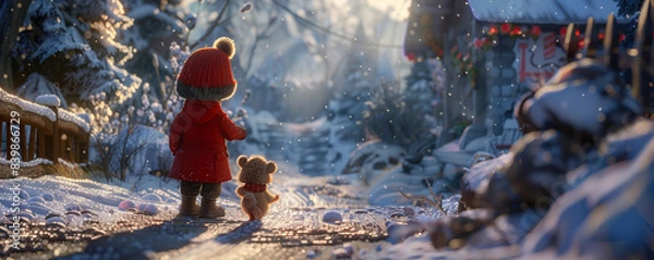 Obraz child playing in the snow