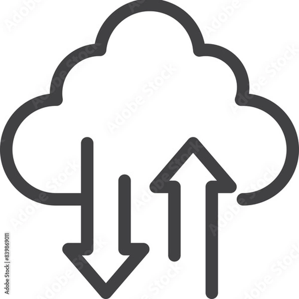 Obraz Cloud uplad download outline icon on white background