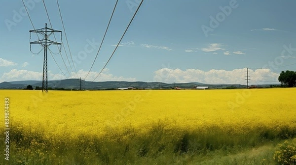 Obraz wire telephone yellow