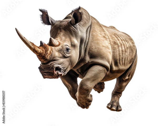 Obraz a rhinoceros jumping on transparent background with PNG file