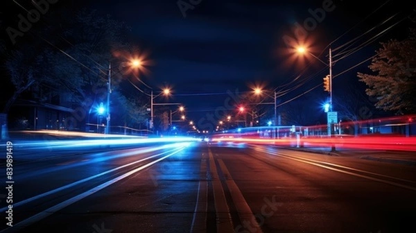Fototapeta photograph police lights night