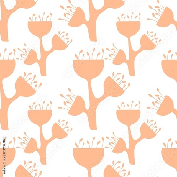 Fototapeta Simple floral seamless pattern with flowers for fabrics and cards and linens
