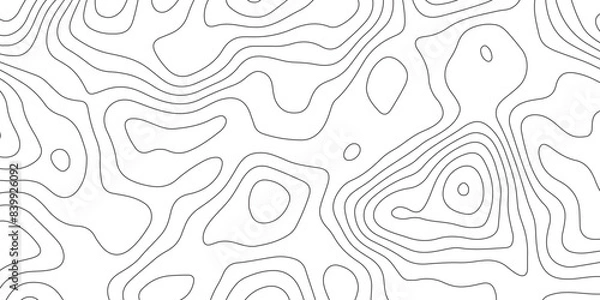 Fototapeta Abstract design seamless pattern with line topographic map. geographic mountain relief. retro topographic map. geographic contour map grid backdrop paper texture. terrain path isolated on background. 