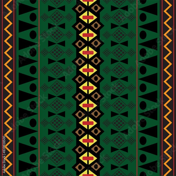 Obraz Seamless pattern fabric pattern on a dark green