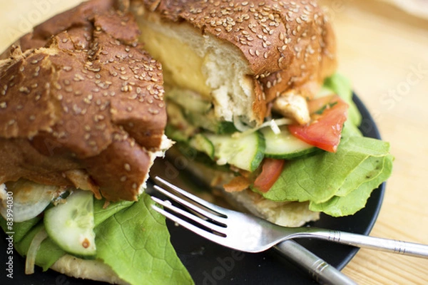 Obraz big hamburger on plate