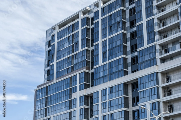Fototapeta new house with blue windows