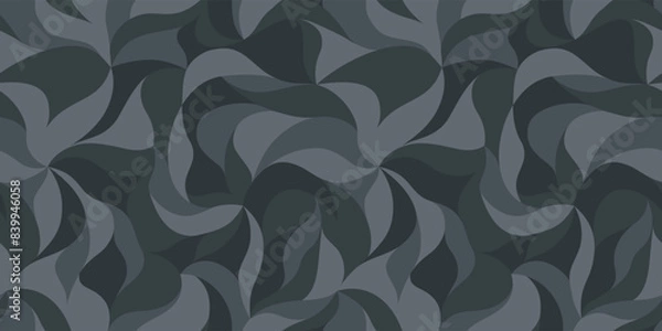 Fototapeta Curly waves tracery, black curved lines, stylized abstract petals pattern. Vector seamless background. Leaflets texture wallpapers for printing on paper or fabric 