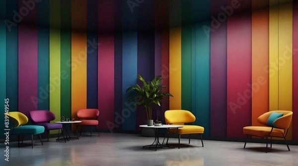 Fototapeta Visually stunning architectural background featuring a blend of colorful and aesthetically pleasing designs, perfect for enhancing the visual appeal of online meetings. generative.ai
