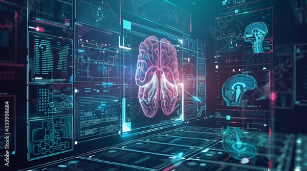 Fototapeta AI-Powered Medical Diagnostics System Analyzing Patient Data in an Advanced Healthcare Technology Setting