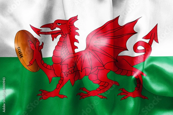 Obraz Welsh Dragon Rugby Ball Flag