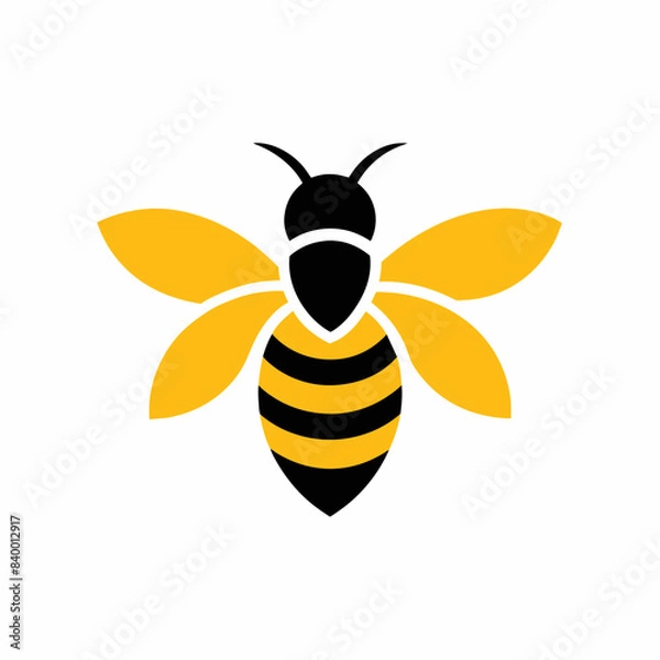 Obraz Honey bee logo design template with vector illustration. Flying honey bee icon symbol in line, flat, and color style. Vector illustration
