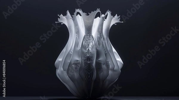 Fototapeta A hyper-realistic image of a 4D printed vase designed with time-responsive materials that shift shape in response to temperature changes.