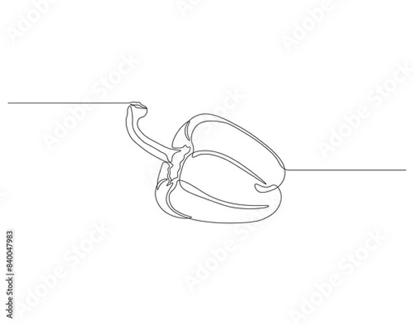 Fototapeta Continuous line drawing of paprika. One line drawing illustration of paprika. Fresh raw vegetable concept continuous line art. Editable outline.