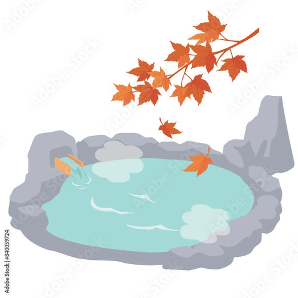 Obraz 秋の露天風呂のイラスト