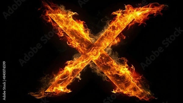 Obraz ”X”の炎文字エフェクト