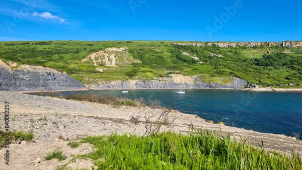 Fototapeta Chapman's Pool Cove,Dorset, UK from the west looking towards St Aldhelms Head in June 2024