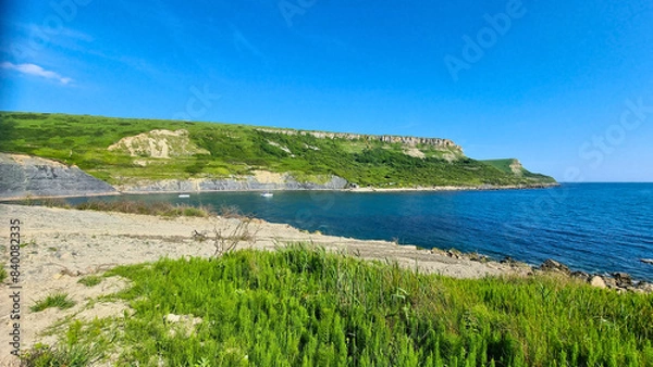 Fototapeta Chapman's Pool Cove,Dorset, UK from the west looking towards St Aldhelms Head in June 2024