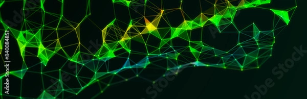 Obraz Abstract polygonal space with dots and lines. Triangular structure. Background concept for your design. 3d rendering.