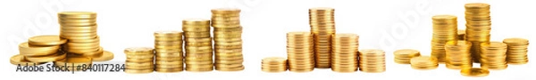 Fototapeta PNG Golden coin stacks  cut out element set