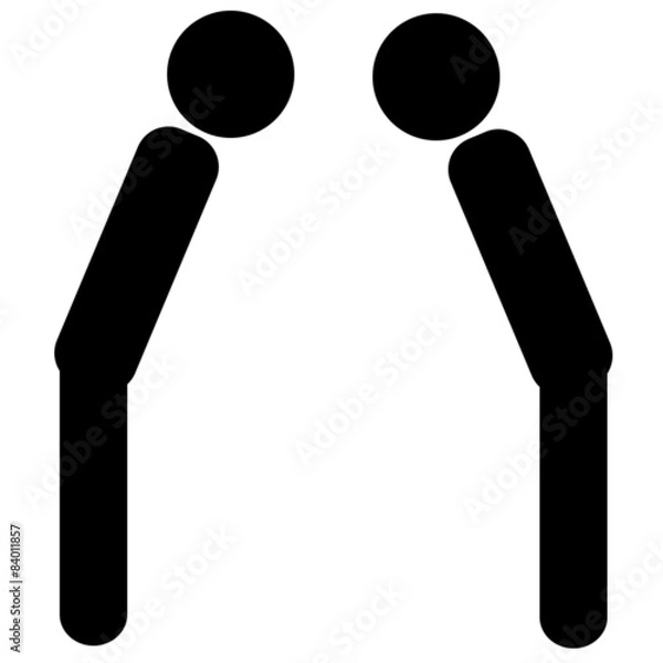 Obraz 対面してお辞儀をする人物のアイコン　黒