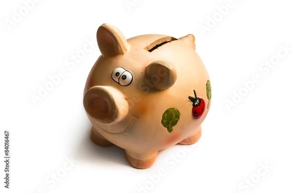 Obraz Pink piggy bank isolated on white background