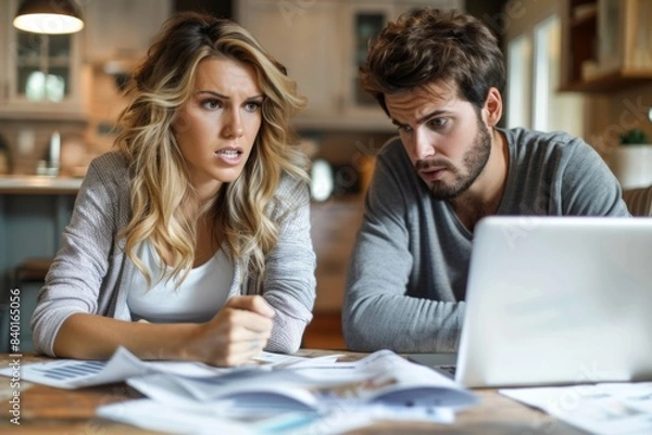 Fototapeta Individuals viewing laptop screen at table