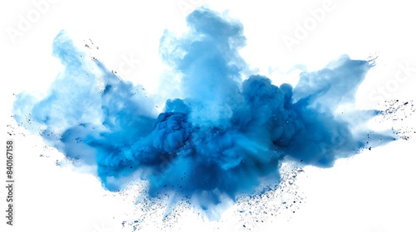 Obraz Abstract blue dust explosion isolated on transparent background
