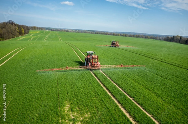 Fototapeta Aerial view of the tractor