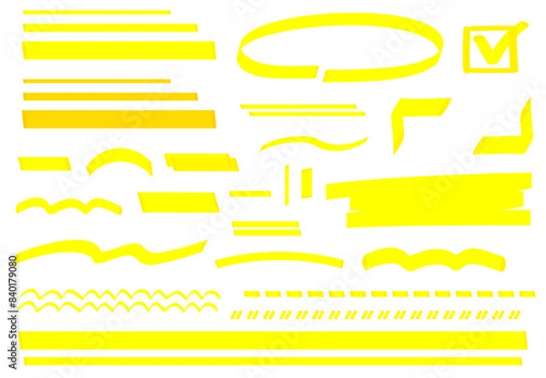 Obraz 蛍光ペンの線　ライン　マーカー線　黄色　RGB