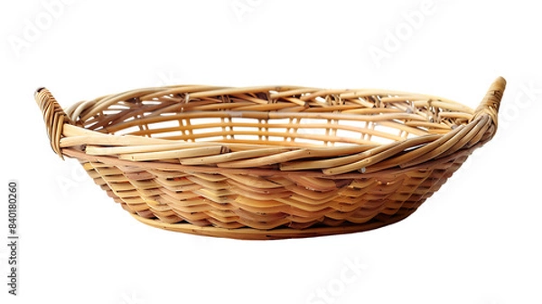 Obraz Empty wooden fruit or bread basket isolated on transparent background