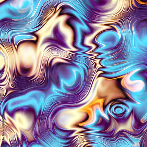Fototapeta Abstract colorful wavy groovy psychedelic background