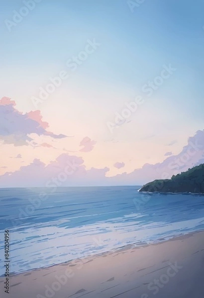 Fototapeta Illustration, beach, empty, dramatic. Generative AI.	
