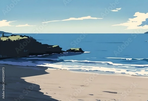 Fototapeta Illustration, beach, empty, dramatic. Generative AI.	
