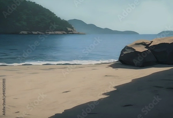 Fototapeta Illustration, beach, empty, dramatic. Generative AI.	
