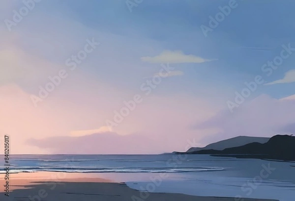 Fototapeta Illustration, beach, empty, dramatic. Generative AI.	
