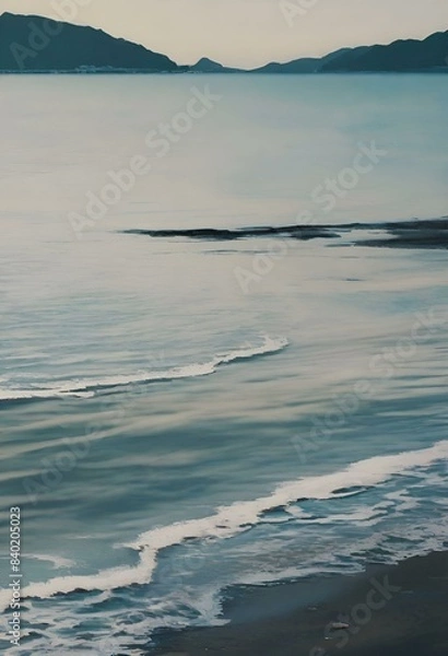 Fototapeta Illustration, beach, empty, dramatic. Generative AI.	
