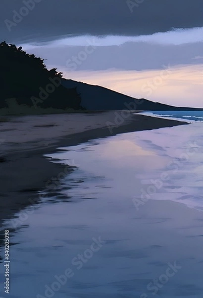 Fototapeta Illustration, beach, empty, dramatic. Generative AI.	
