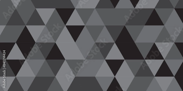 Fototapeta Abstract geometric black and gray background seamless mosaic and low polygon triangle texture wallpaper. Triangle shape retro wall grid pattern geometric ornament tile vector square element.