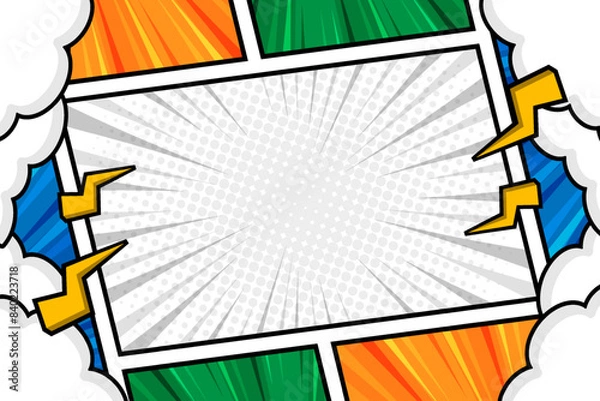 Obraz Blank colorful comic page frame background design template