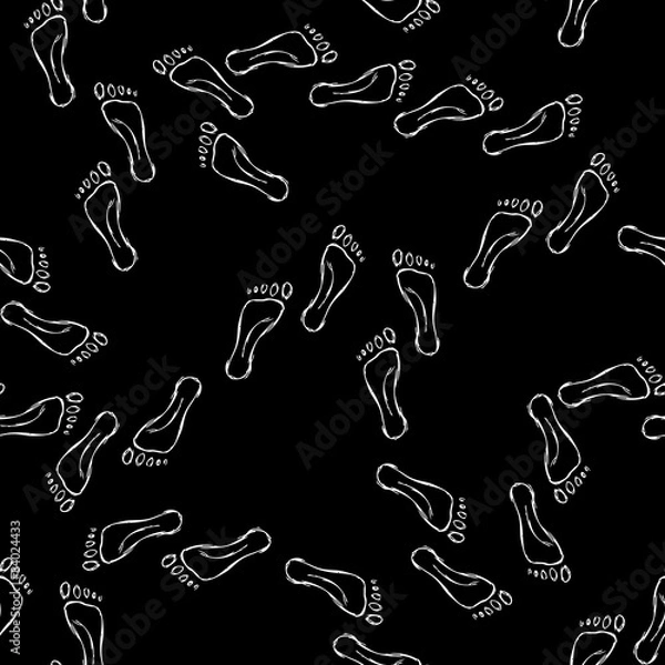 Fototapeta Feet seamless pattern and background. Foot texture in hand drawi