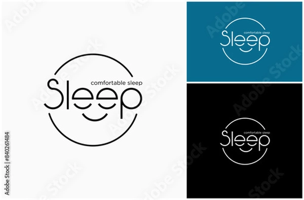 Obraz Sleep Sleepy Asleep Bedtime Happy Sleeping Time Text Wordmark Vector Logo Design Illustration