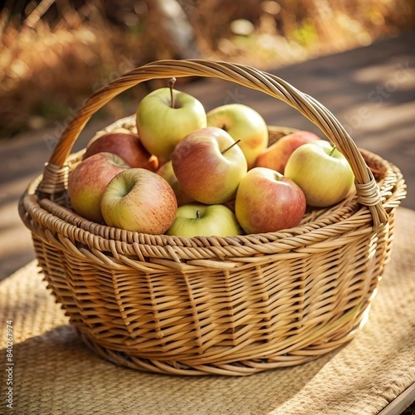 Fototapeta Fresh Red Apple with Leaf