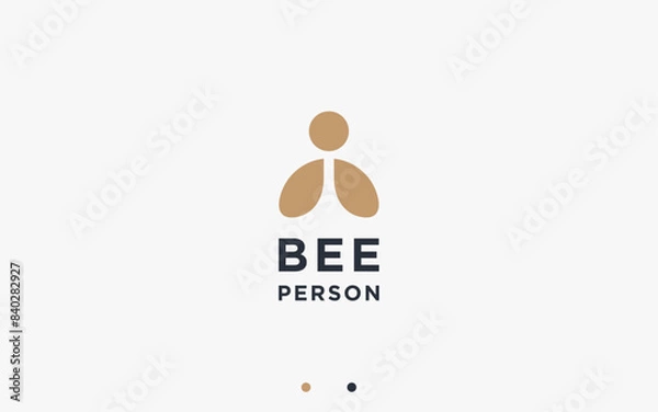Fototapeta bee with people logo design vector silhouette illustration