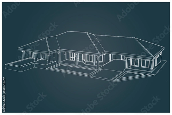 Fototapeta 3D vector of house with isolated on white background
