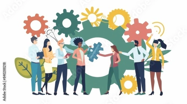 Fototapeta Diverse team of professionals collaborating on a project with synergy and efficiency