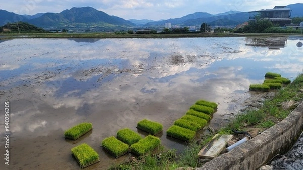 Obraz 논,반영,하늘,호수,