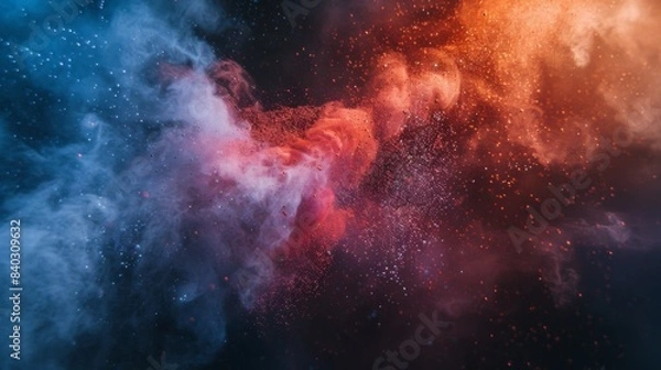 Fototapeta abstract powder splatted background,Freeze motion of color powder exploding/throwing color powder, multicolor glitter texture