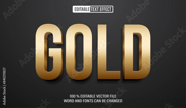 Obraz Editable 3d text style effect - Golden Bold  text effect Template